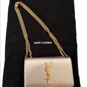 Saint Laurent Small Kate Bag in Silver and Gold